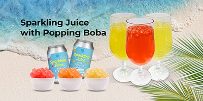 Prickelnder Saft in Dose mit Popping Boba